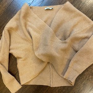 Lush-cross front rib cropped sweater